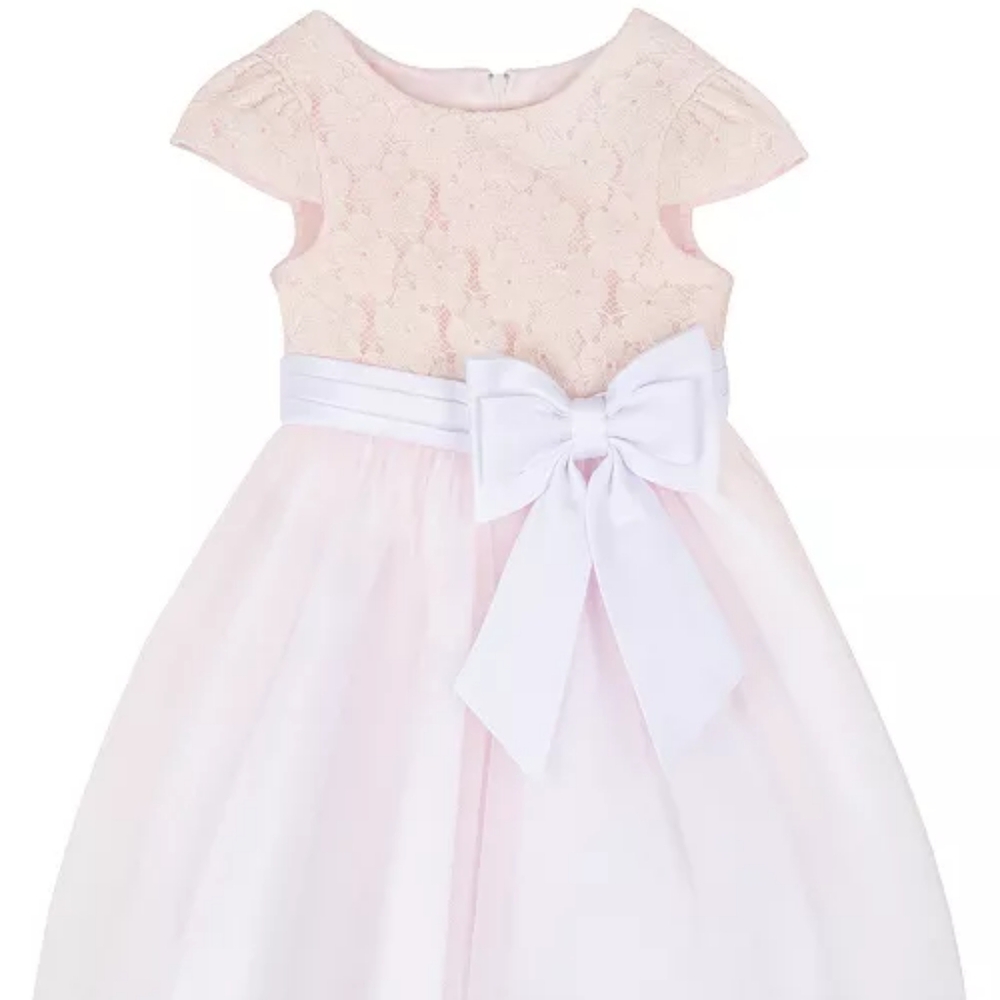 RARE EDITIONSBaby Girls Lace Cap Sleeve and Double Bow Dress
